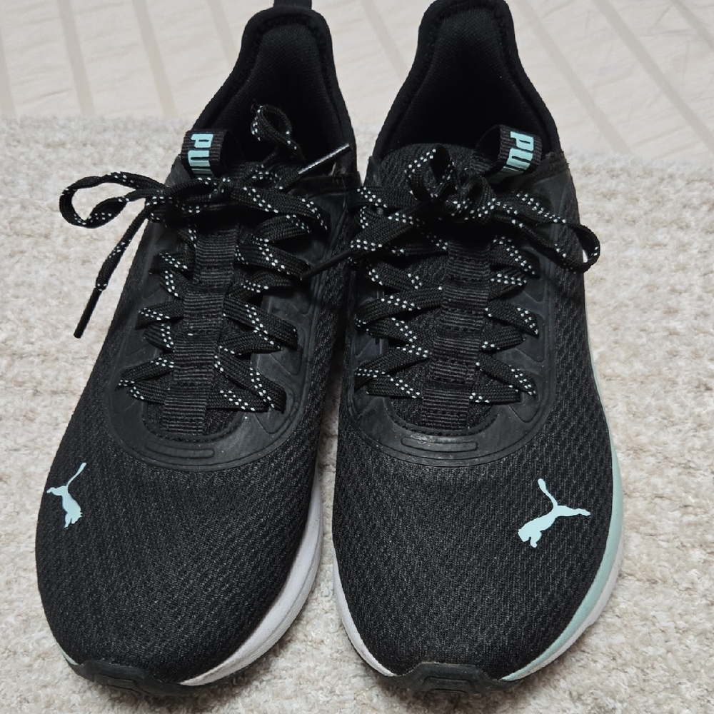 Puma Black and Mint Athletic Shoes